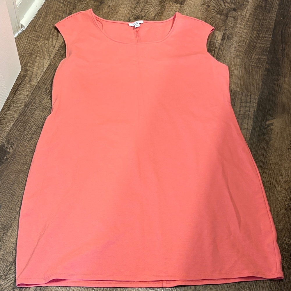 Nine West Coral-Peach Melon Pink Sleeveless Shift Dress